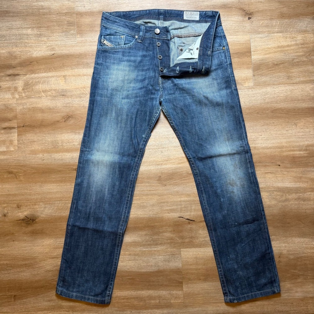 Diesel Darron Jeans Men 30x29 Blue Regular Slim Tapered Button Fly Denim 0074W